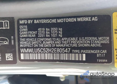 2017 Mini Clubman Cooper S z USA, uszkodzony, nr VIN WMWLU5C52H2E80547